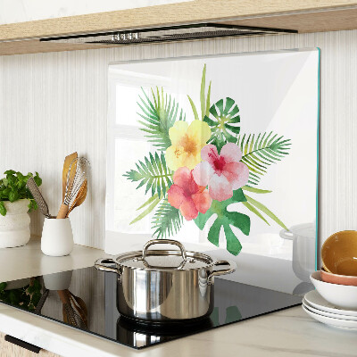 Glass chopping board Tropical flowers and leaves