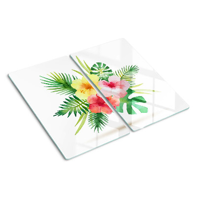 Glass chopping board Tropical flowers and leaves