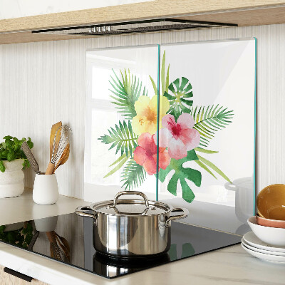 Glass chopping board Tropical flowers and leaves