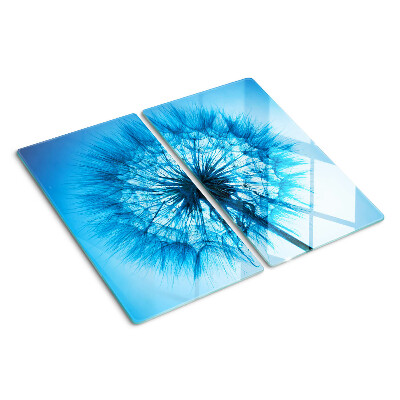Glass chopping board Dandelion on a blue background