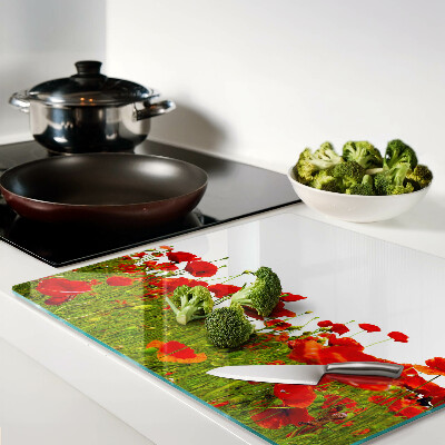 Glass chopping board Poppies in the meadow