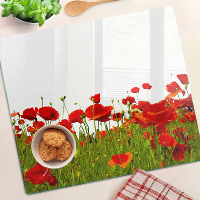 Glass chopping board Poppies in the meadow