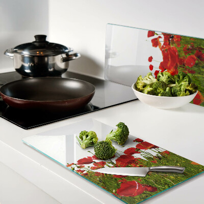 Glass chopping board Poppies in the meadow