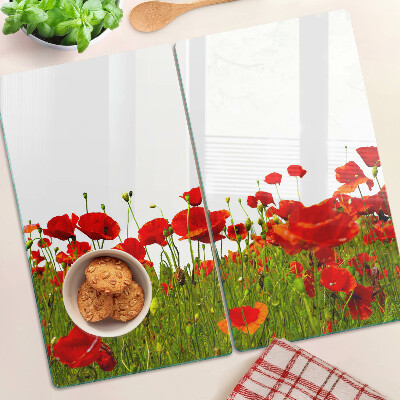 Glass chopping board Poppies in the meadow