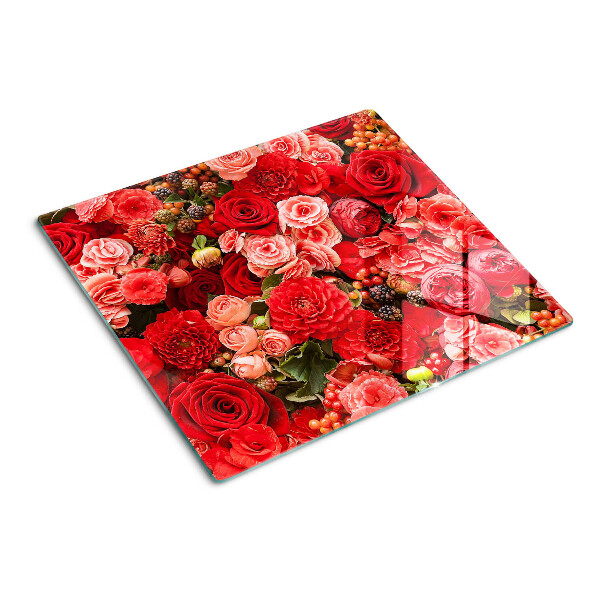 Glass kitchen board Floral pattern with roses