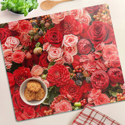 Glass kitchen board Floral pattern with roses