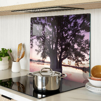 Glass chopping board Tree at sunset
