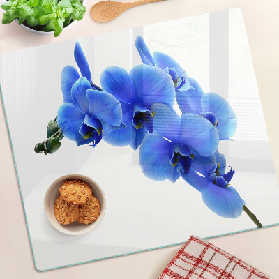 Glass kitchen board Blue orchids