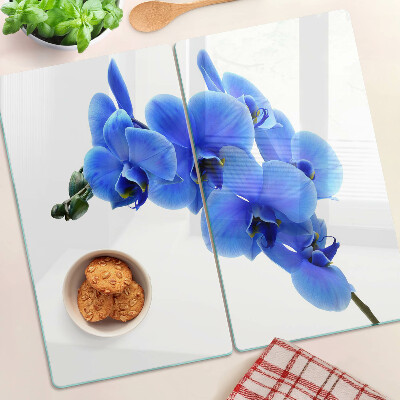 Glass kitchen board Blue orchids