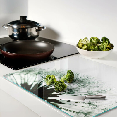 Glass kitchen board Dandelions with water drops