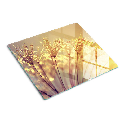 Glass chopping board Flowers with water drops