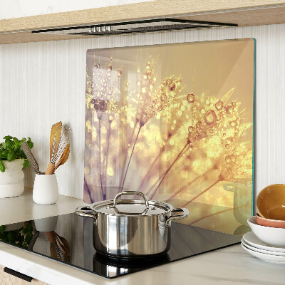 Glass chopping board Flowers with water drops