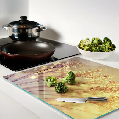 Glass chopping board Flowers with water drops