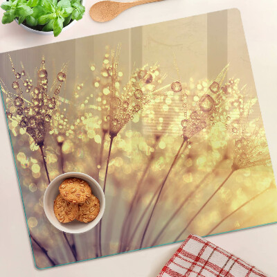 Glass chopping board Flowers with water drops