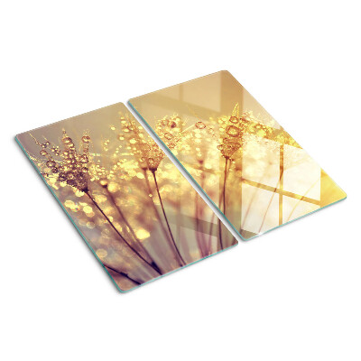 Glass chopping board Flowers with water drops