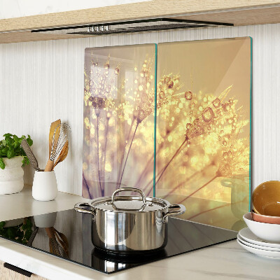Glass chopping board Flowers with water drops
