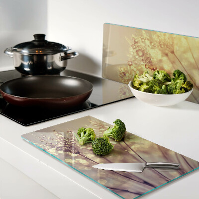 Glass chopping board Flowers with water drops