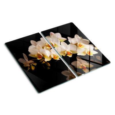 Glass chopping board Orchids on a black background