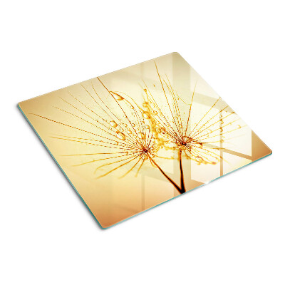 Glass chopping board Flowers with water drops