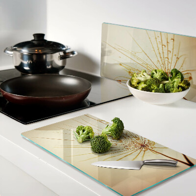 Glass chopping board Flowers with water drops