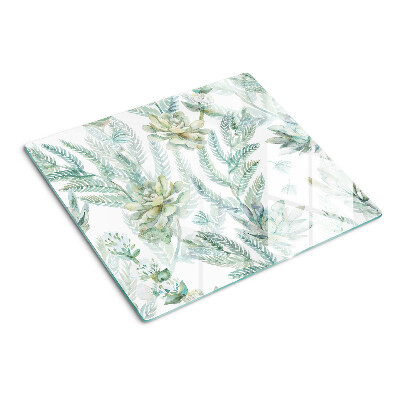Glass chopping board Succulents and leaves