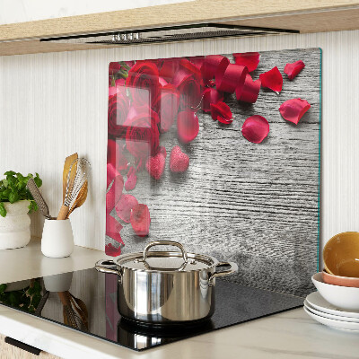 Glass chopping board Roses and heart petals