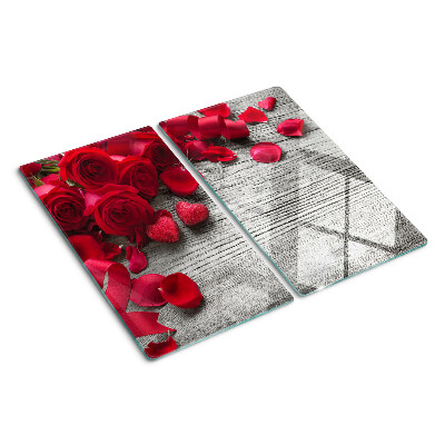 Glass chopping board Roses and heart petals