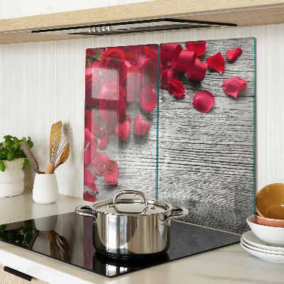 Glass chopping board Roses and heart petals