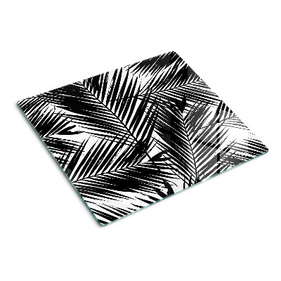 Glass kitchen board Palm leaves in black and white