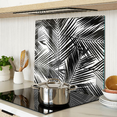 Glass kitchen board Palm leaves in black and white