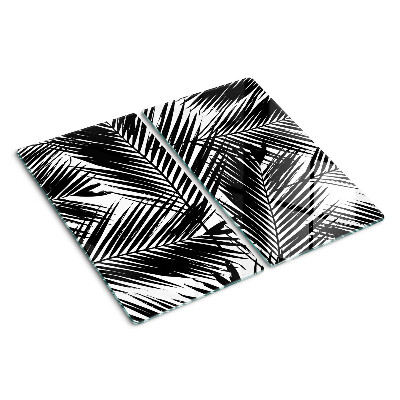 Glass kitchen board Palm leaves in black and white
