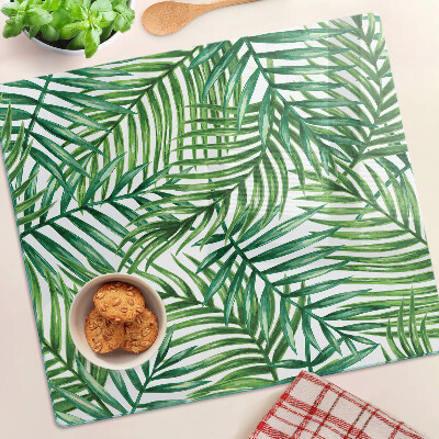 Glass kitchen board Palm leaves in shades of green