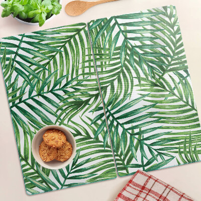 Glass kitchen board Palm leaves in shades of green