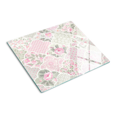 Glass kitchen board Floral pattern in pastel shades
