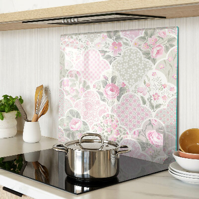 Glass kitchen board Floral pattern in pastel shades