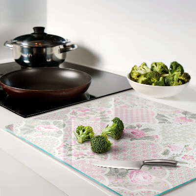 Glass kitchen board Floral pattern in pastel shades