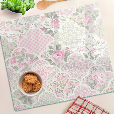 Glass kitchen board Floral pattern in pastel shades