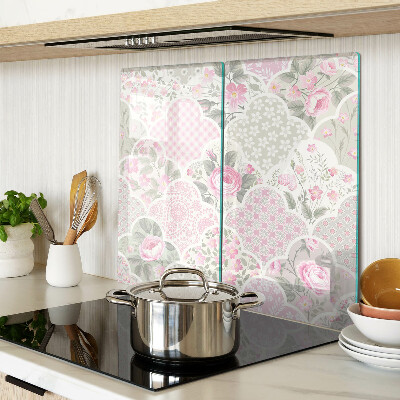 Glass kitchen board Floral pattern in pastel shades