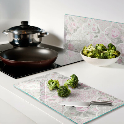 Glass kitchen board Floral pattern in pastel shades