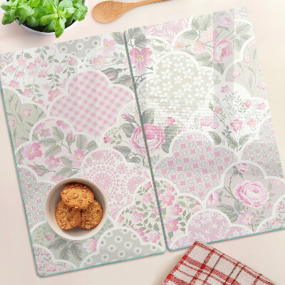 Glass kitchen board Floral pattern in pastel shades