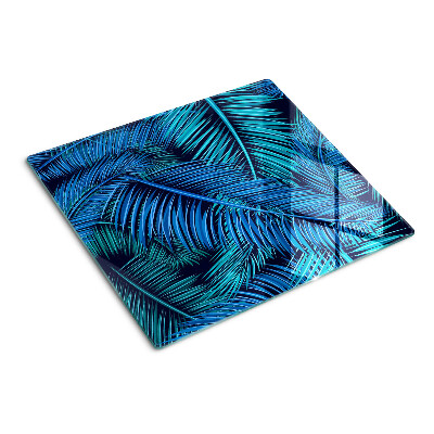 Glass kitchen board Palm leaves in shades of blue