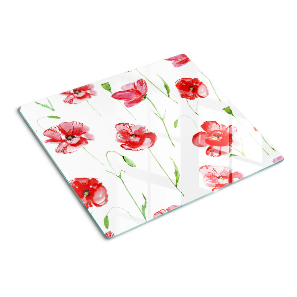 Glass kitchen board Poppy pattern with flowers
