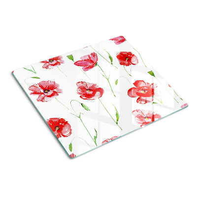 Glass kitchen board Poppy pattern with flowers