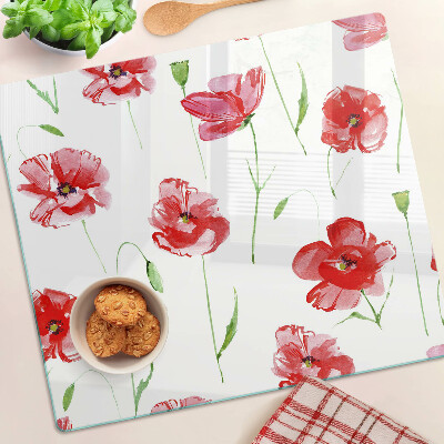 Glass kitchen board Poppy pattern with flowers