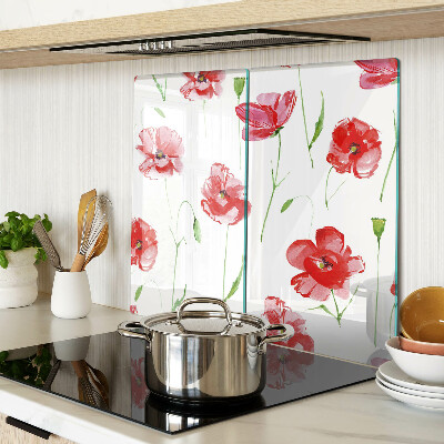 Glass kitchen board Poppy pattern with flowers