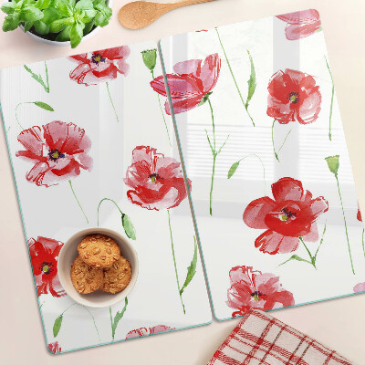 Glass kitchen board Poppy pattern with flowers