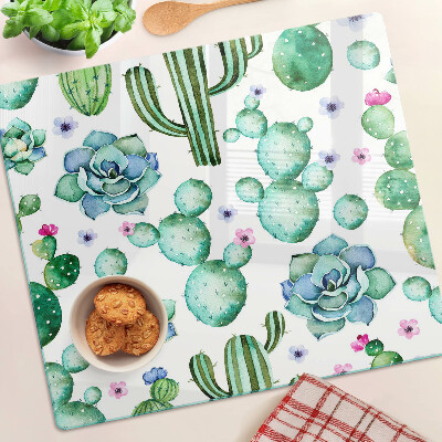 Glass chopping board Cacti and succulents