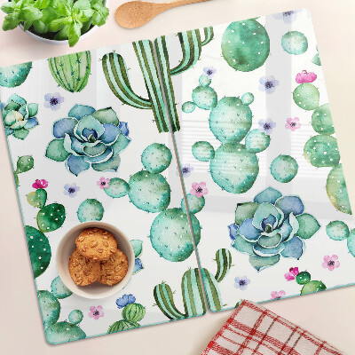 Glass chopping board Cacti and succulents