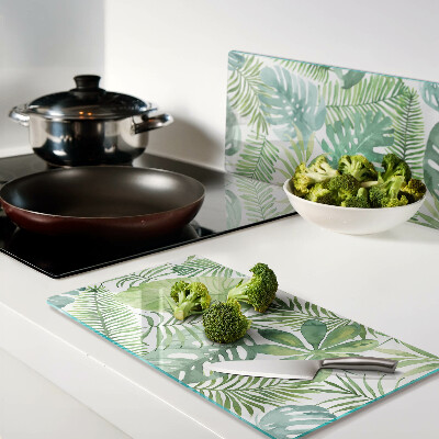 Glass kitchen board Plant motif with leaves