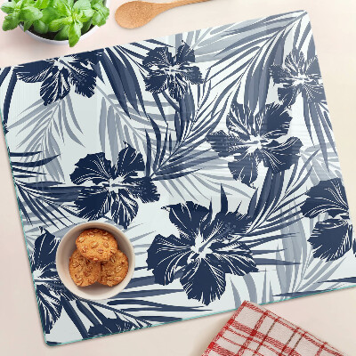 Glass chopping board Floral tropical motif